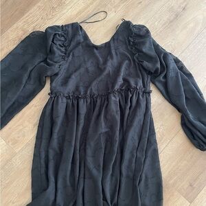 miami Black Puff-Sleeve Mini Dress